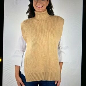 Frank Lyman Design Beige Turtleneck Sweater Vest